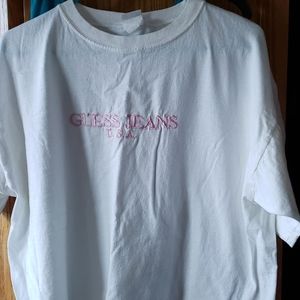 Guess t shirt white w/pink letters